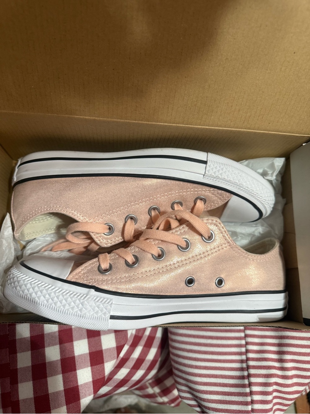 Converse Low-Top Canvas Sneakers in Washed Coral (Rose Gold) Women’s Size 6